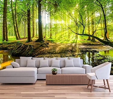 Reyhui Wall Mural Fall Forest Stream Wallpaper Wall Decoration Print Picture Image Design for Bedroom Living Room Kids Room Not SelfAdhesive