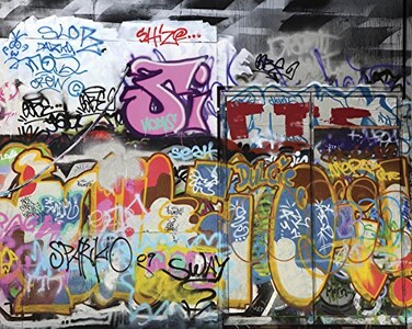 OhPopsi Graffiti Wall Mural Multicolor Wall Decal MultiColor Letter Print Modern Painted Rectangular 197 x 1575 Inch