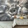 GLWYHY 3D Visual Dark Grey White Rose Mural Beautiful Viewing Bedroom Decorated with Floral Wallpaper NonselfAdhesive Wall Stickers