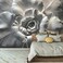 GLWYHY 3D Visual Dark Grey White Rose Mural Beautiful Viewing Bedroom Decorated with Floral Wallpaper NonselfAdhesive Wall Stickers