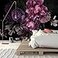GLWYHY 3D Visual Black Background Purple Floral Wallpaper Bedroom Beautiful Peony Decorated MuralNonselfAdhesive Wall Stickers