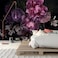 GLWYHY 3D Visual Black Background Purple Floral Wallpaper Bedroom Beautiful Peony Decorated MuralNonselfAdhesive Wall Stickers
