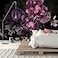 GLWYHY 3D Visual Black Background Purple Floral Wallpaper Bedroom Beautiful Peony Decorated MuralNonselfAdhesive Wall Stickers