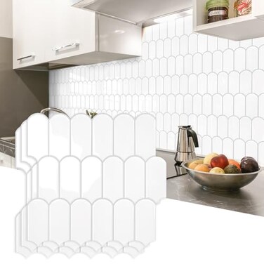 Vamos Tile Upgraded Thicker Design Peel and Stick Backsplash Tile 10Sheet White with Gray Grout Self Adhesive Vinyl Wall Tiles Stick on Backsplash for Kitchen BathroomRV