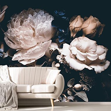 MFWFM Dark Floral Wallpaper Peony Wall Mural Room Wall DecorNot Peel n Stick