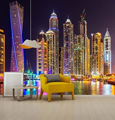 Reyhui Mural Wallpaper Large City Night View Wall Mural for Bedroom Living Room TV Background Sofa WallNot Peel and Stick