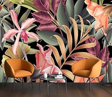 Reyhui Banana Leaf Large Wallpaper Tropical Flower Wall Mural for Living Room Bedroom Dining RoomNot SelfAdhesive