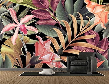 Reyhui Banana Leaf Large Wallpaper Tropical Flower Wall Mural for Living Room Bedroom Dining RoomNot SelfAdhesive