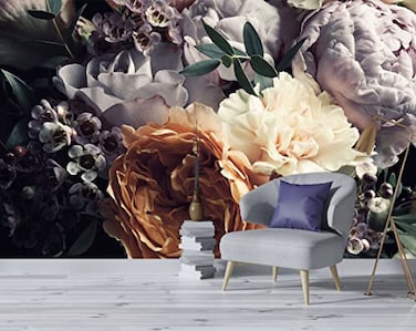 Reyhui Floral Wallpaper Mural for Bedroom Orange Flower Wall Mural Living Room not selfAdhesive