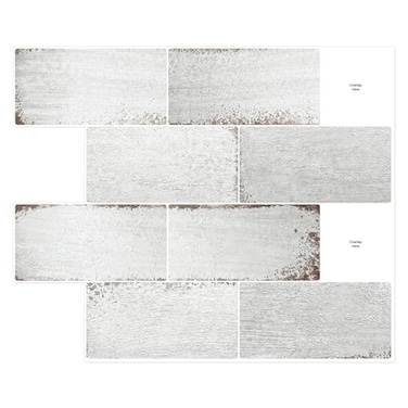 Artemuro 10Sheet Upgraded Backsplash Tiles Peel and Stick 12x10 Stick on Wall Tiles Self Adhesive Tile Stickers for Kitchen Back Splashes Grunge Off White