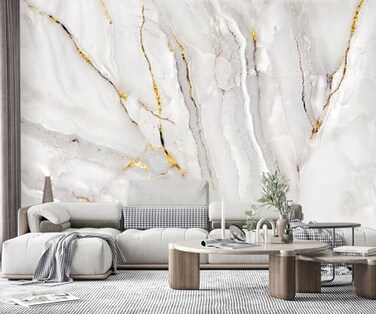 YQWDMX Gold Marble Fabric Wallpaper Abstract Texture Mural Living Room 140 x 91 Not Peel and Stick