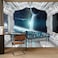 FLFK 3D Spaceship Peel and Stick Wall Murals 118x787Universe Outer Space SelfAdhesive Wallpaper Large Poster Science Explore Station Painting Sticker for Kids Bedroom Decor