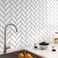 FunStick White Herringbone Peel and Stick Backsplash for Kitchen 12x12 Peel and Stick on Backsplash Tile Stickers Self Adhesive Wall Tiles for Kitchen Bathroom Shower RV Waterproof Back Splash 5 Pcs