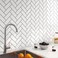 FunStick White Herringbone Peel and Stick Backsplash for Kitchen 12x12 Peel and Stick on Backsplash Tile Stickers Self Adhesive Wall Tiles for Kitchen Bathroom Shower RV Waterproof Back Splash 5 Pcs