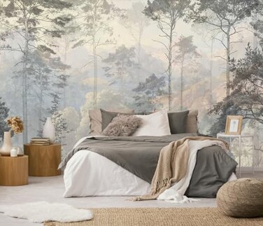 Toolhom Hazy Forest Wall Mural Abstract Nature Landscape Wallpaper Background Wall Decoration PatternsNonselfAdhesive