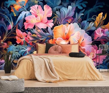 Toolhom HandPainted Pink Botanical Floral wall Mural Peony Blossom Wallpaper Decorative Background MuralNonselfAdhesive