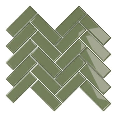 VEELIKE Olive Green Peel and Stick Tile Backsplash Herringbone Peel and Stick Backsplash for Kitchen Bathroom Walls 6 Sheets Green Peel and Stick Tile Waterproof Stick on Backsplash Tiles 12x12