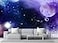 Wmjurel Blue and Purple Starry Sky Wallpaper Full Moon and Stars Shining Mural Large Wall Background MuralNonselfAdhesive