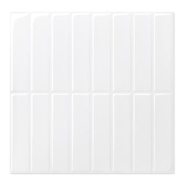 COMSTICKC Pure White Peel and Stick Backsplash10 Pcs 12x12Glossy White Peel and Stick Tiles Stickers Vinyl Backsplash Kitchen BathroomWaterproofRemovable