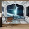 FLFK 3D Spaceship Peel and Stick Wall Murals 787x59Universe Outer Space SelfAdhesive Wallpaper Large Poster Science Explore Station Painting Sticker for Kids Bedroom Decor