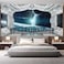 FLFK 3D Spaceship Peel and Stick Wall Murals 787x59Universe Outer Space SelfAdhesive Wallpaper Large Poster Science Explore Station Painting Sticker for Kids Bedroom Decor