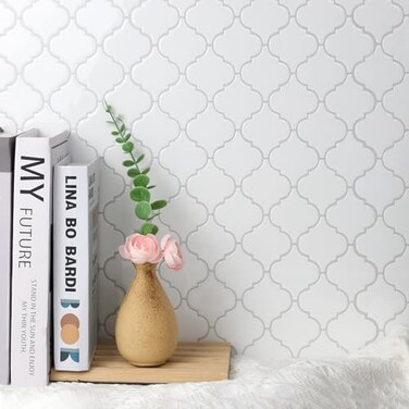 WalDecoo Arabesque Peel and Stick Backsplash for Kitchen Thicker Design 3D Self Adhesive Wall Tile 12x12 Peel and Stick Wall Tiles 10Sheet Stick on Tiles for Kitchen and Bathroom White