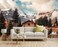 Toolhom Assiniboine Mountain Chalet Mural in Autumn Forest for Living Room Dining Room Bathroom Backdrop DecorationNonselfAdhesive