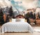 Toolhom Assiniboine Mountain Chalet Mural in Autumn Forest for Living Room Dining Room Bathroom Backdrop DecorationNonselfAdhesive