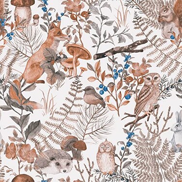 Blooming Wall Cute Animals in Green Forest Peel and Stick Wallpaper Removable Self Adhesive Wall Mural Wall Decor