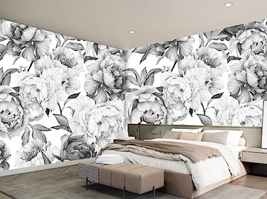 MFWFM Gray Peonies Wallpaper Watercolor Floral Mural Wallpaper for NurseryNot Peel n Stick