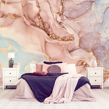 MFWFM Pink Marble Wallpaper Abstract Texture Wall Mural for Bedroom Living Room Not Peel n Stick