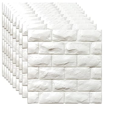 YU LI 3DH 3D Wall Panels Peel and Stick 30PCS White Foam Brick Wallpaper for Bedroom Faux Stone Wall Panel SelfAdhesive Wallpaper 30PCS29 Sq Ft White
