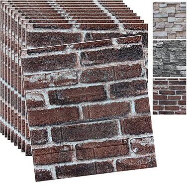 YLL YLL 10PCS 3D Wall Panels Peel and Stick 3D Brick Wallpaper Peel and Stick Faux Stone Wall Panel Foam Brick SelfAdhesive Wallpaper Red10pcs