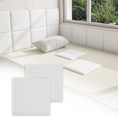 Umedol 3D AntiCollision Wall Padding for Kids White Peel and Stick Headboard Panels SelfAdhesive Headboard Panels for Wall BedroomLiving Room Upholstered Wall Panel4 Pack 118 x 118