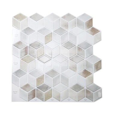 DAGOU10 Pcs Peel and Stick Backsplash 3D Wall TilesSelfAdhesiveOil ProofWaterproof Removable Wall Panels for Kitchen BathroomModern Design Easy Install 107ft118 118 inch White