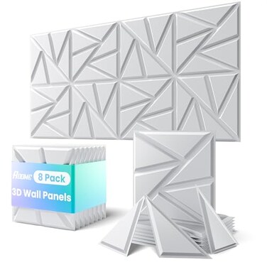 ROOME 12x12 3D Wall Panels Cuttable and DIYFriendly Upgraded uPVC FireResistant Wall Panels Modern Decorative Wall Art Panels for Living Room Lobby Office Game Room White 8Pack