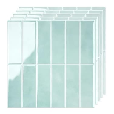 SELECT LIGHTING 5 Pack Peel and Stick Backsplash Subway Tiles Extra Thick 3D Wall Panels Heat Water Resistant Easy DIY Kitchen Bathroom Laundry Fireplace Rental Home Wall Dcor 12 x 12 in Mint