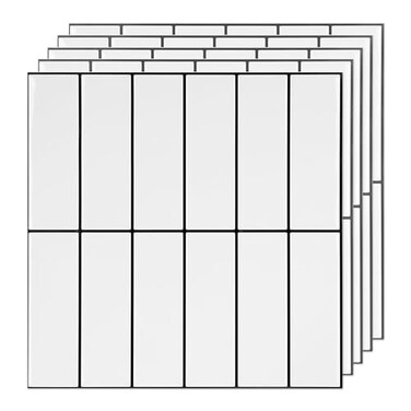 SELECT LIGHTING 5 Pack Peel and Stick Backsplash Subway Tiles Extra Thick 3D Wall Panels Heat Water ResistantEasy DIY KitchenBathroom Laundry Fireplace Rental Home Wall Dcor 12 x 12 in White Black Gro