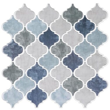 WalDecoo Arabesque Peel and Stick Backsplash for Kitchen Thicker Design 3D Self Adhesive Wall Tile 12x12 Peel and Stick Wall Tiles 10Sheet Stick on Tiles for Kitchen and Bathroom Mix Blue