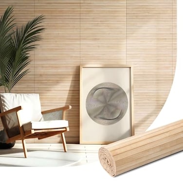 AMZDEPOT Natural Bamboo Wall Panel for Interior Wall Decor Renewable Pole Wrap Wainscoting Paneling for Wall Ceiling Furniture Cabinet Office 12 x 96 Inch Carbonized