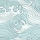 RoomMates RMK11902RL Teal and White Asian Waves Peel and Stick Wallpaper Teal Roll