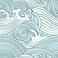 RoomMates RMK11902RL Teal and White Asian Waves Peel and Stick Wallpaper Teal Roll