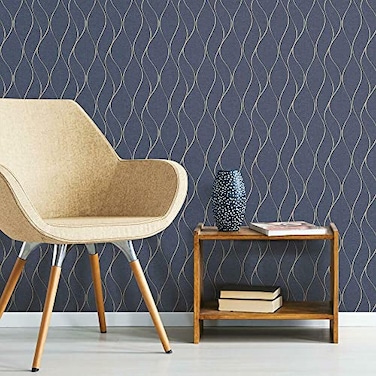 RoomMates RMK11293WP Blue Wave Ogee Peel and Stick Wallpaper