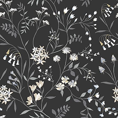 Roommates RMK12179PLW Black Meadow Mix Peel and Stick Wallpaper