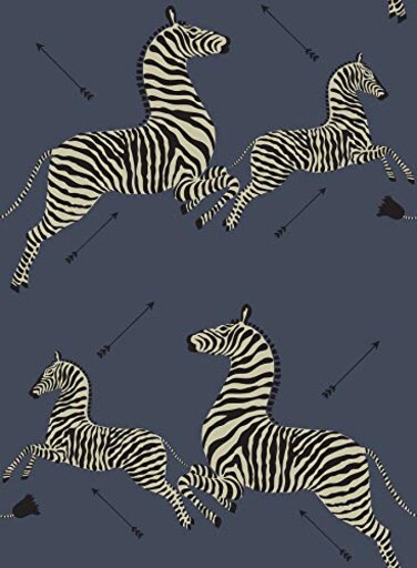 FloorPops Scalamandre SCS3870 Denim Zebra Safari Self Adhesive Wallpaper Blue