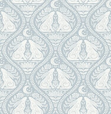 NuWallpaper Blue Moon Rabbit Peel Stick Wallpaper Bohemian SelfAdhesive 205in x 18ft