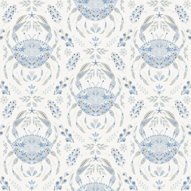 NuWallpaper by WallPops Blue Shellby Peel Stick Wallpaper