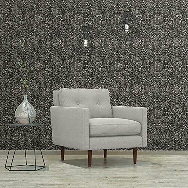 RoomMates RMK11570WP Black and Taupe Ornate Ogee Peel and Stick Wallpaper Roll