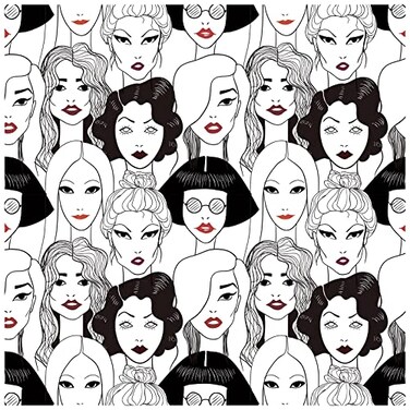 HAOKHOME Modern Peel and Stick Wallpaper Cool Ladies BlackWhiteRed Lips Removable Vinyl Self Adhesive Contactpaper 177in x 98ft