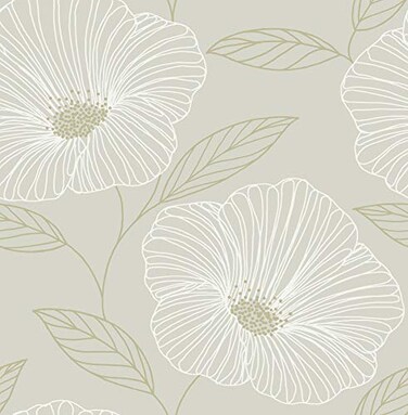 NuWallpaper NUS3579 Dove Floweret Peel Stick Wallpaper Metallic